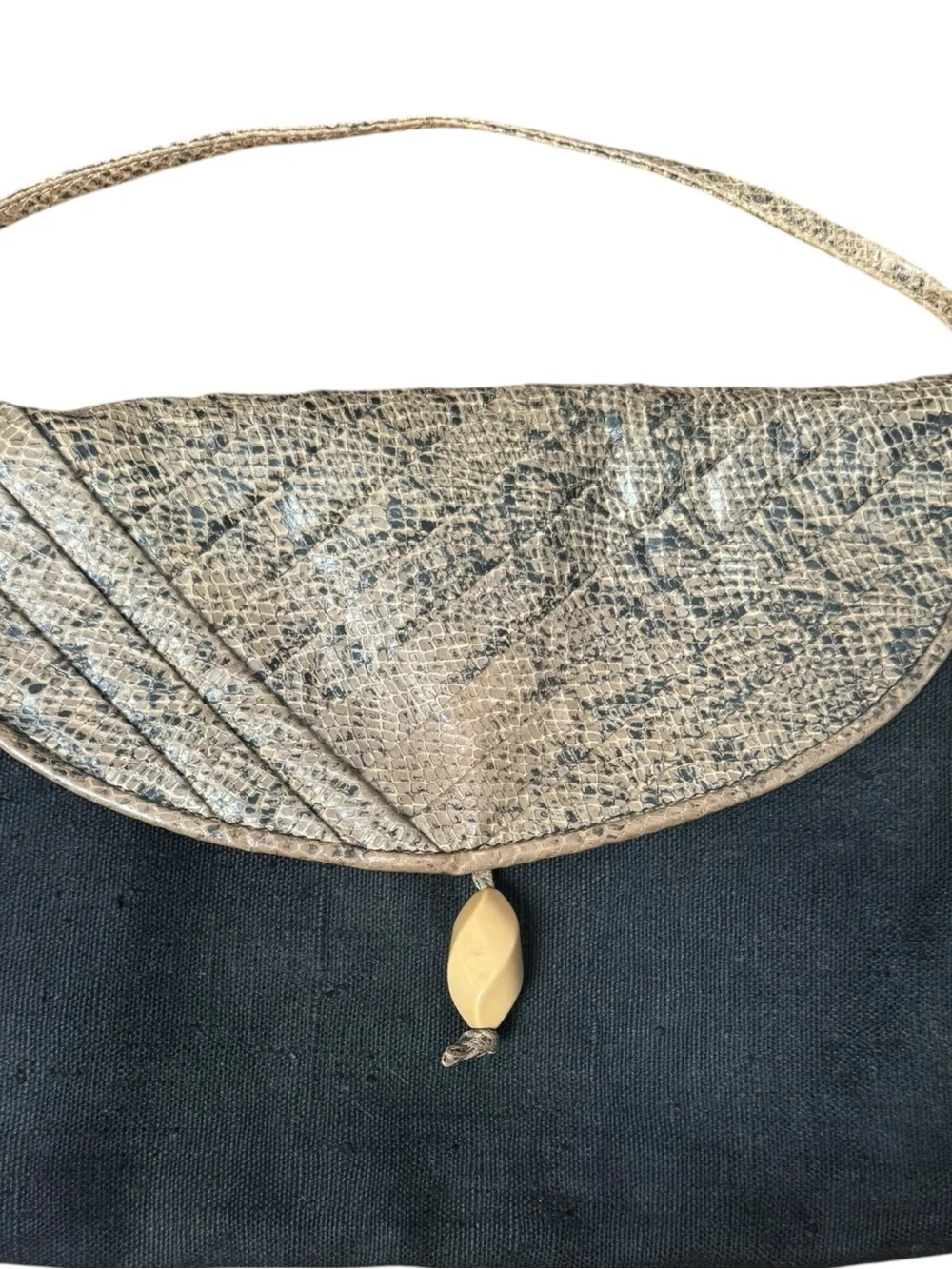 Vintage Barbara Bolan Crocodile & Linen 1980’s Bohemian Made in Italy Bag